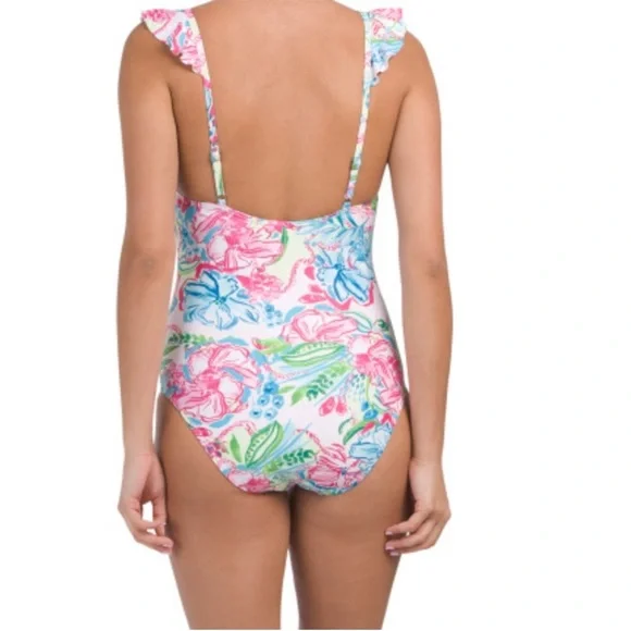 Stella Parker Ruffle Floral Print One Piece Swimsuit - Picture 2 of 15